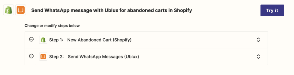 Integración de WhatsApp con Shopify Zapier