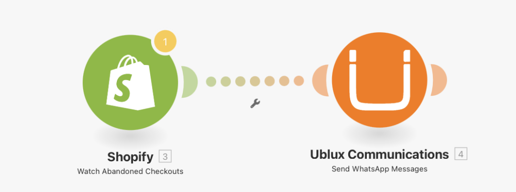 actualizaciones de pedidos de shopify por medio de whatsapp, usando make y ublux