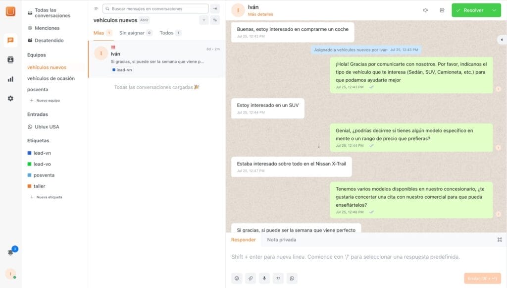Bandeja de Entrada Compartida WhatsApp